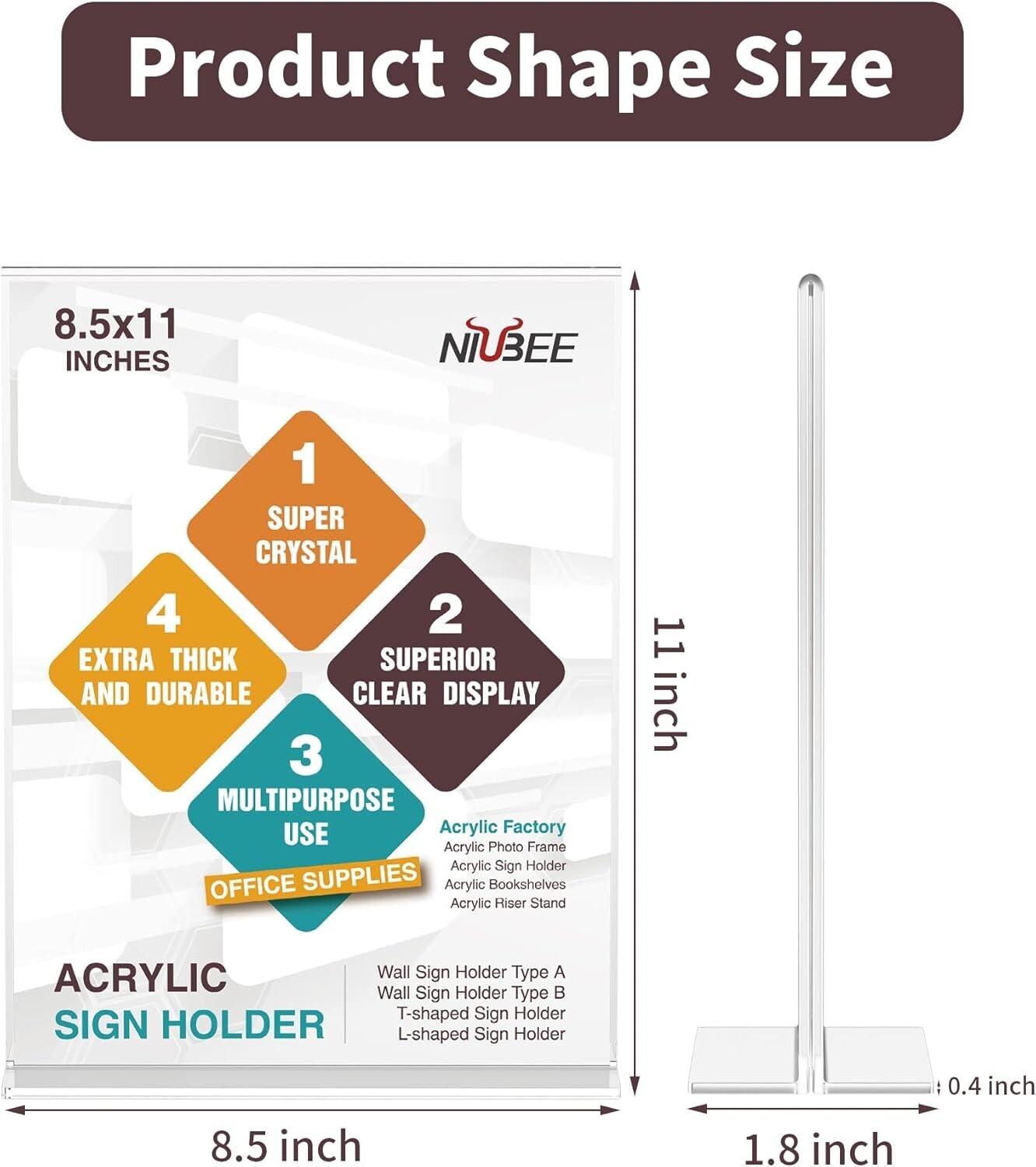 Stylish 12 Pieces Double-Sided Acrylic Sign Holders for Tabletop Use - 8.5 x 11