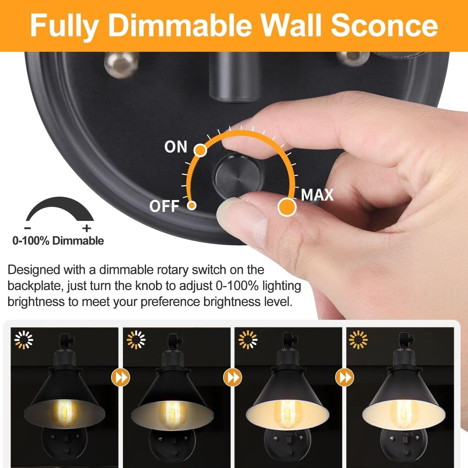 Elegant Dimmable Swing Arm Wall Sconce Set - UL Listed, 2 LED Bulbs Included