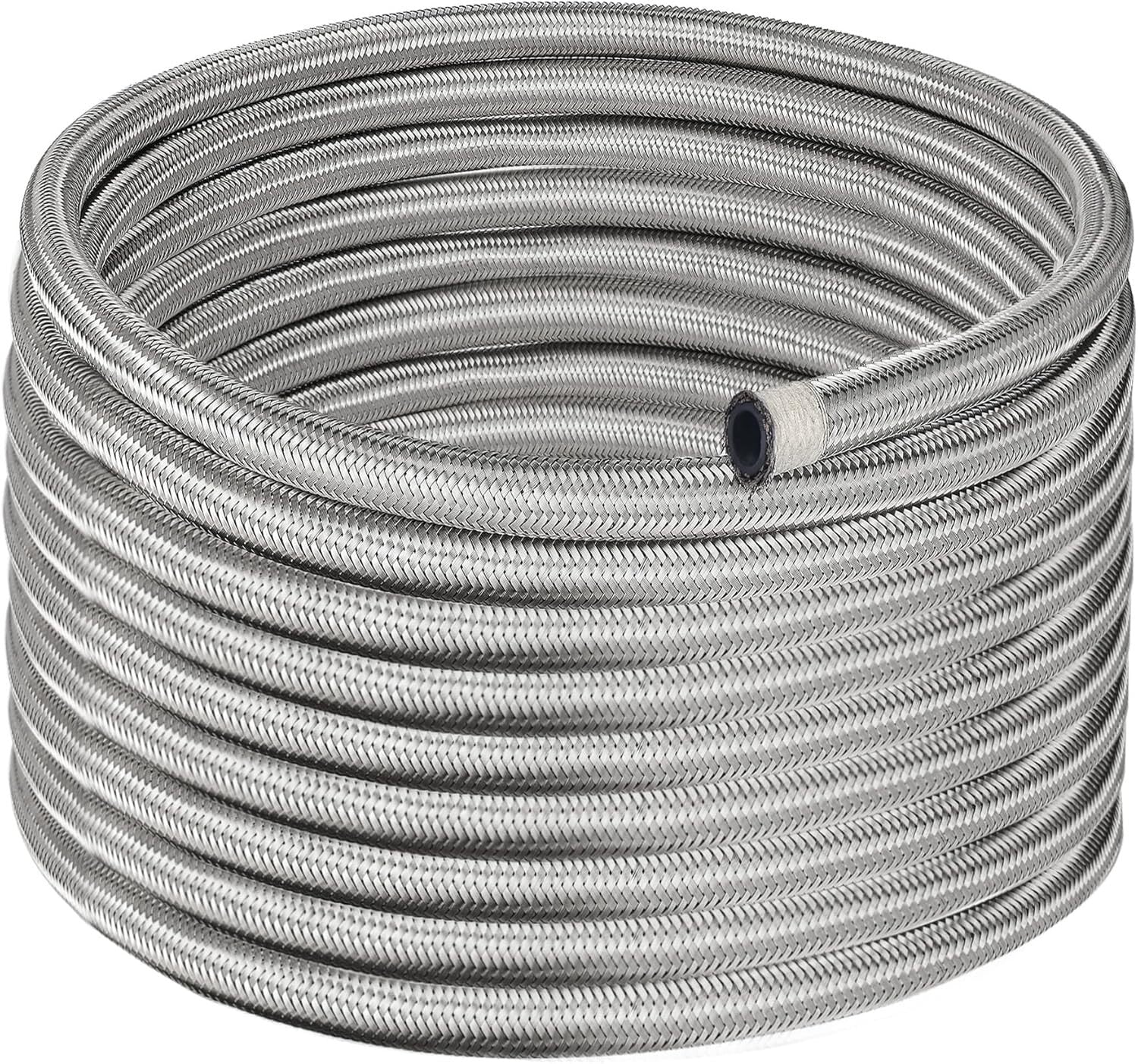 High-Pressure 20FT Silver 8AN Braided Fuel Line - Ideal for Professionals