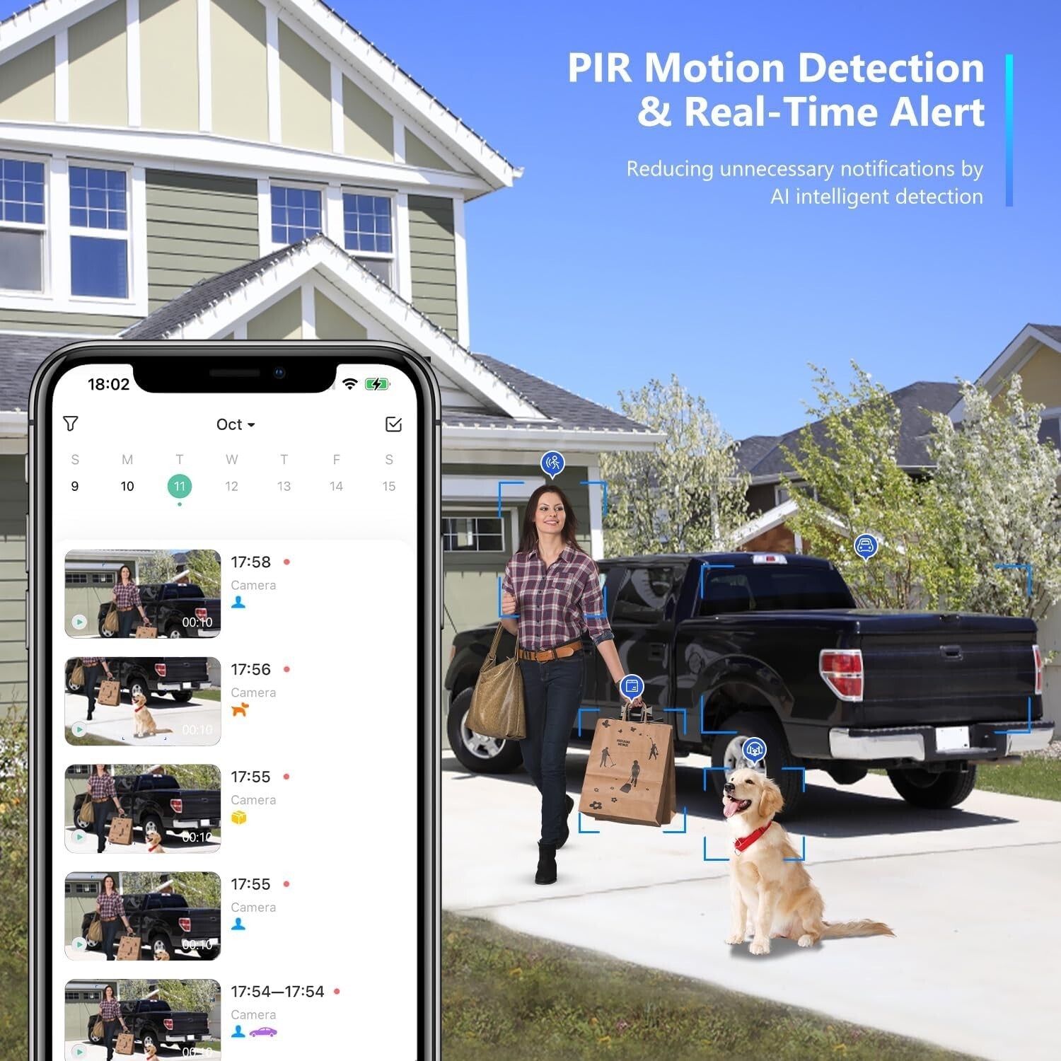 Wireless Outdoor Security Camera: 1080P Night Vision & AI Motion Alerts Included