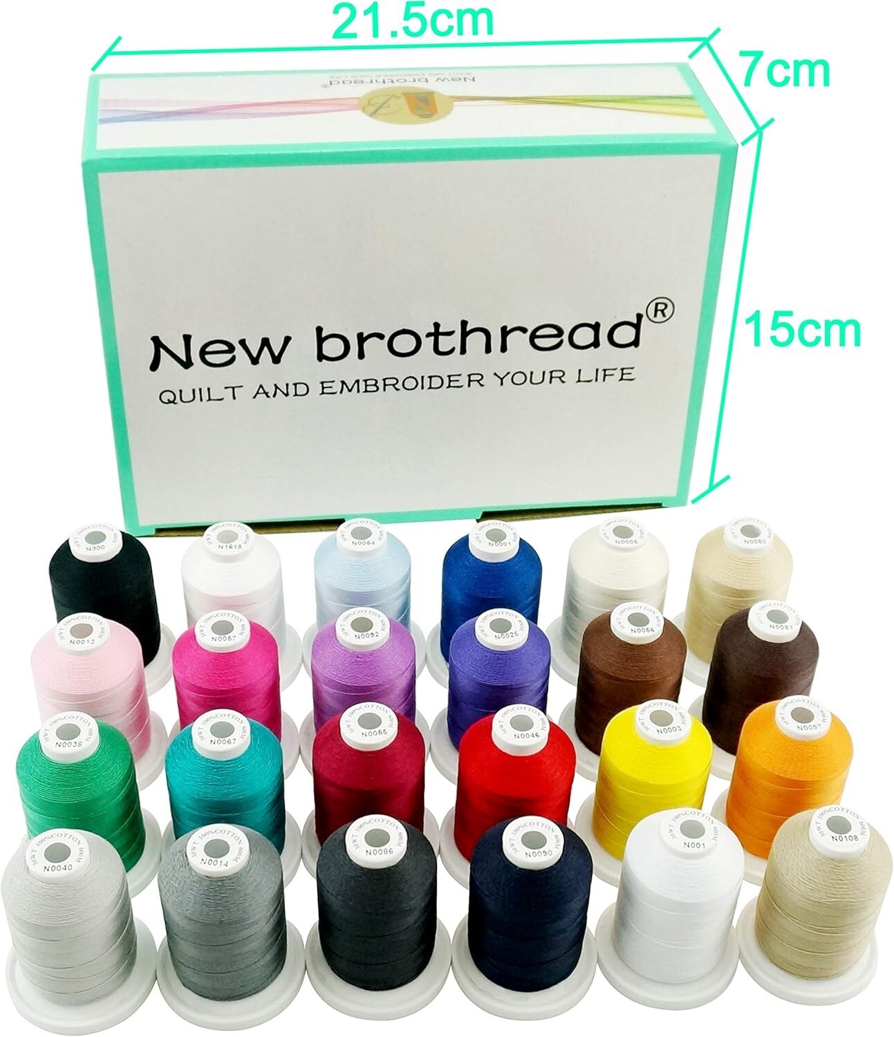 18 Options - 100% Mercerized Cotton Threads in 24 Colors for Versatile Sewing