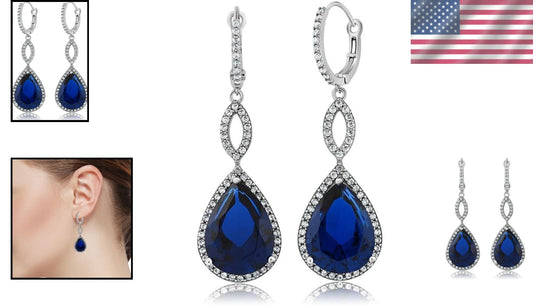 Elegant 925 Sterling Silver Long Dangle Teardrop Earrings for Weddings - 20 Cttw