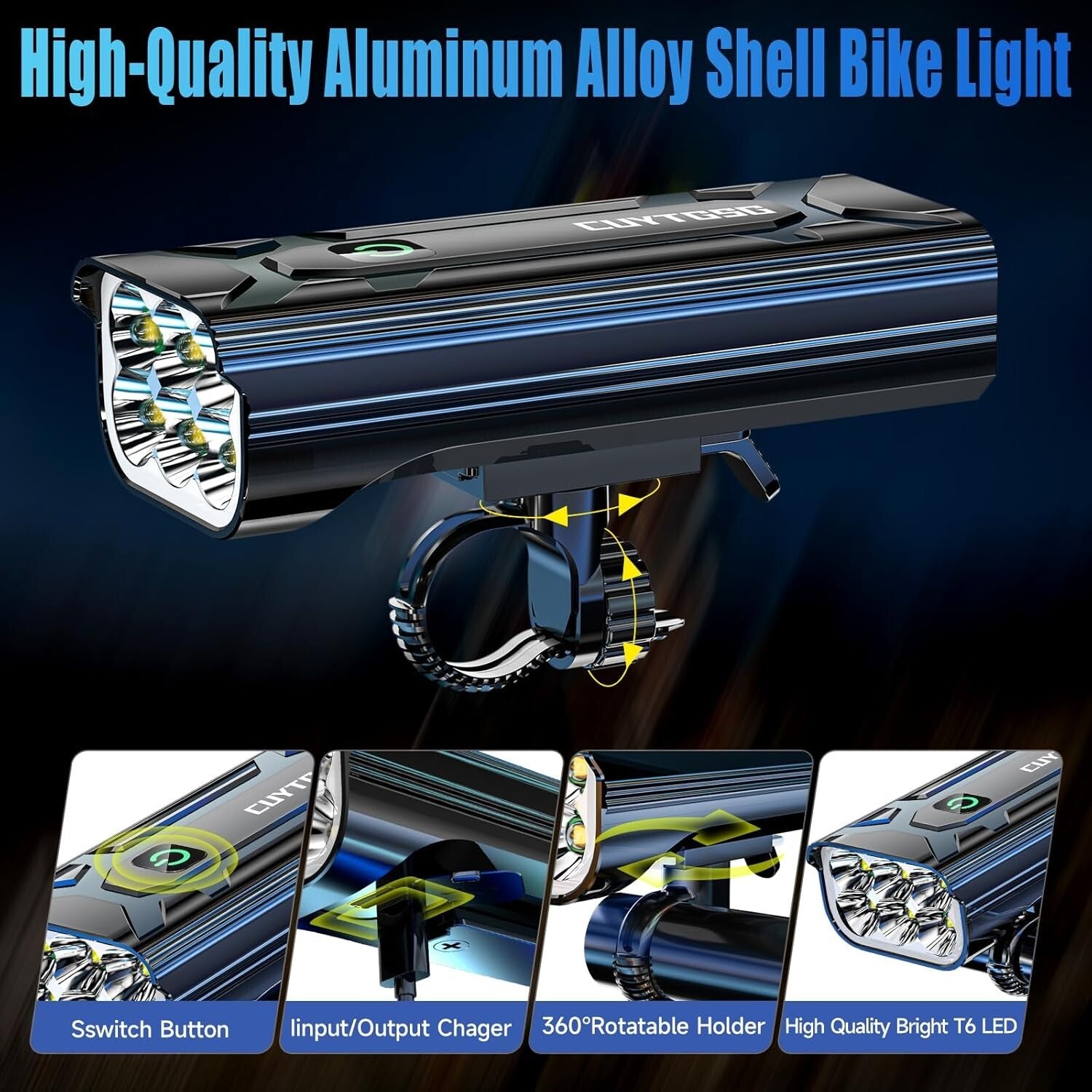 10-Mode LED Bike Headlight & Taillight Set - 48+ Hours Runtime & Safety Features