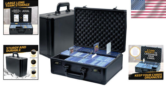 Secure Trading Card Box Holds 2700 Sleeved Cards - Durable Aluminum Design