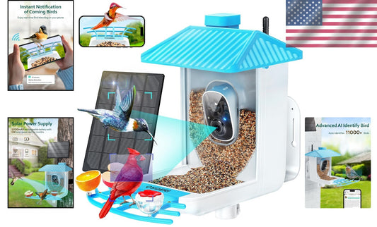 Wireless Bird Feeder with Solar Camera - Real-Time Bird Watching from Your Phone