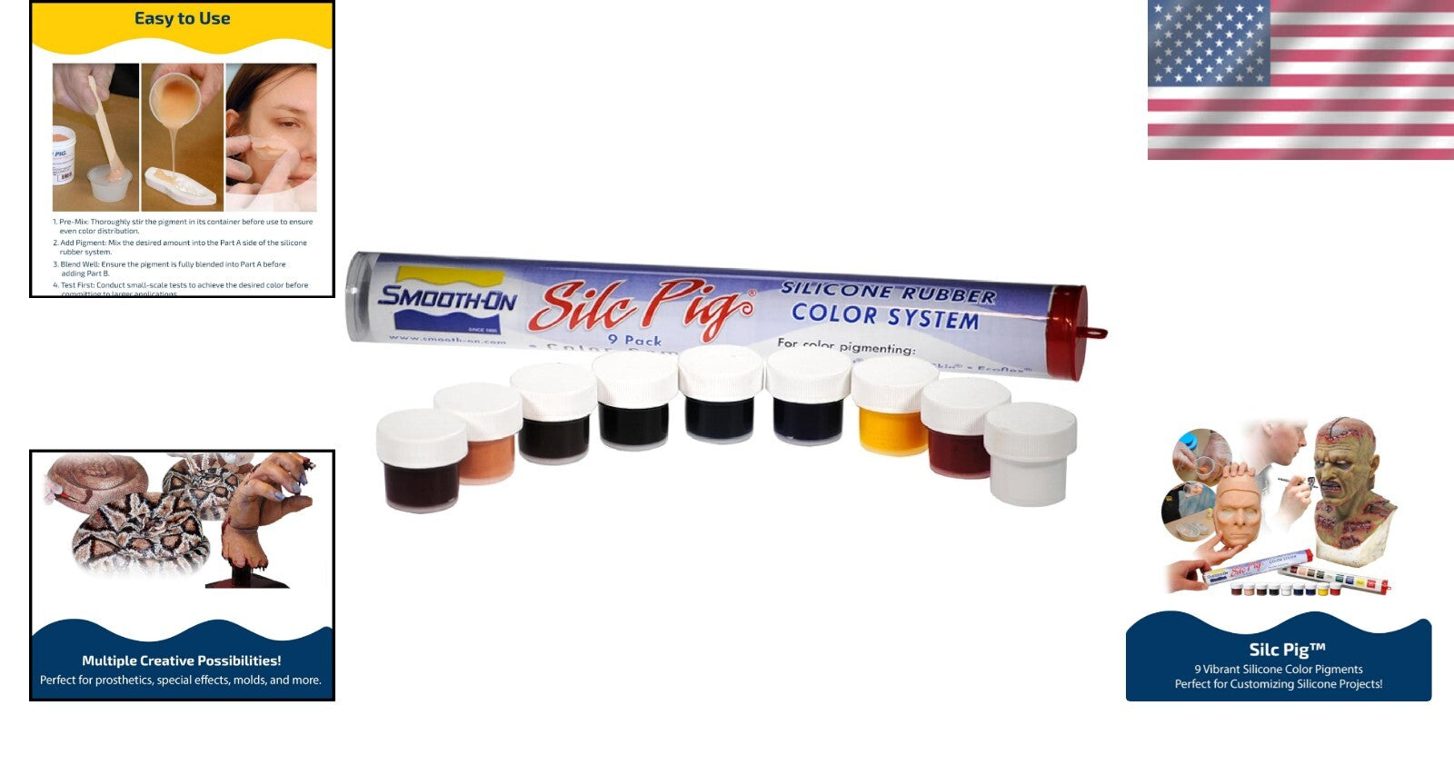 Custom Blendable Silicone Color Pigments - 9-Pack Matte Finish Collection