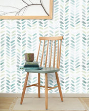 Load image into Gallery viewer, Self-Adhesive Green Herringbone Wallpaper - 17.3in W x 591in L, Waterproof Decor