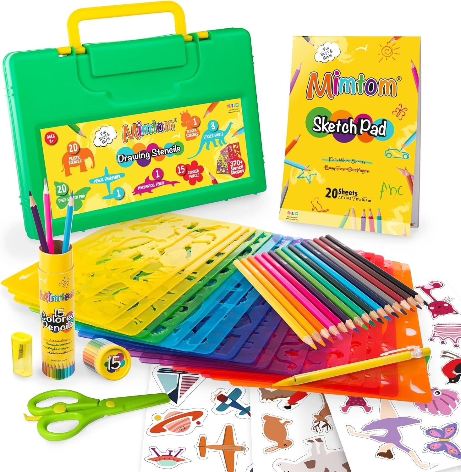 Portable Drawing Kit with Stencils: Ideal Arts & Crafts for Children Ages 4-8