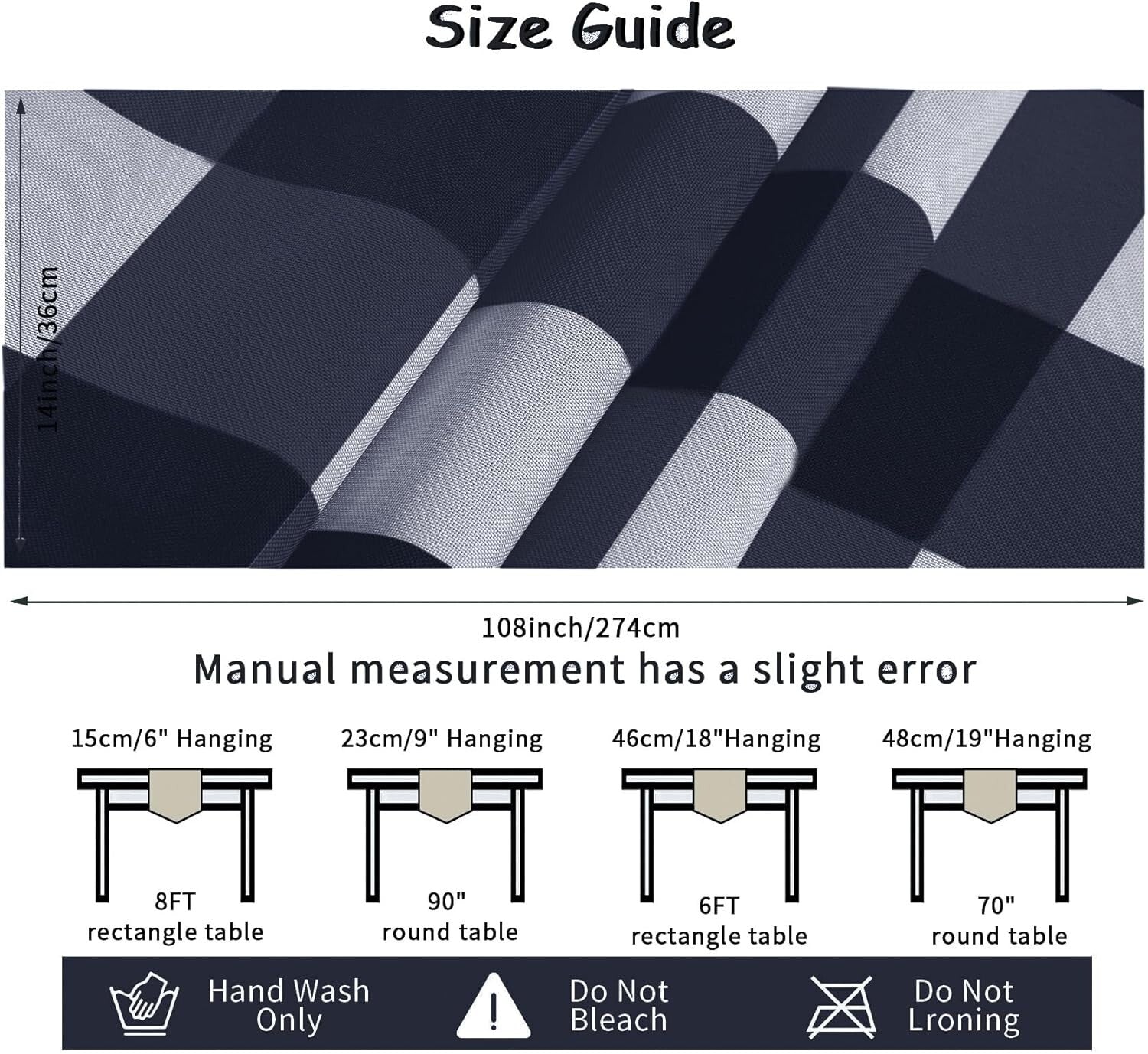 Durable Waterproof Table Runners - 12-Pack 14x108 Gingham for Parties & Weddings