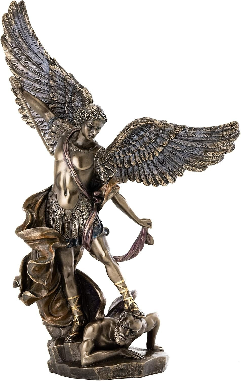 Premium 14.5-Inch St. Michael Statue - Hand-Painted Cold-Cast Bronze Collectible