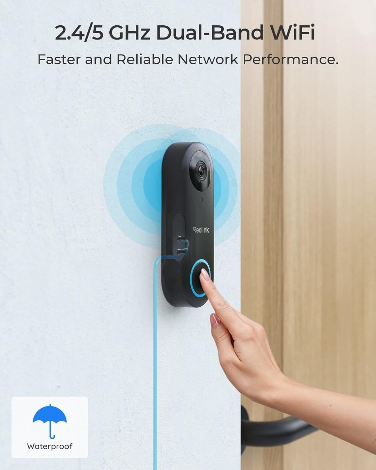 Dual-Band WiFi 2K Outdoor Video Doorbell with Custom Chime & Waterproof Design