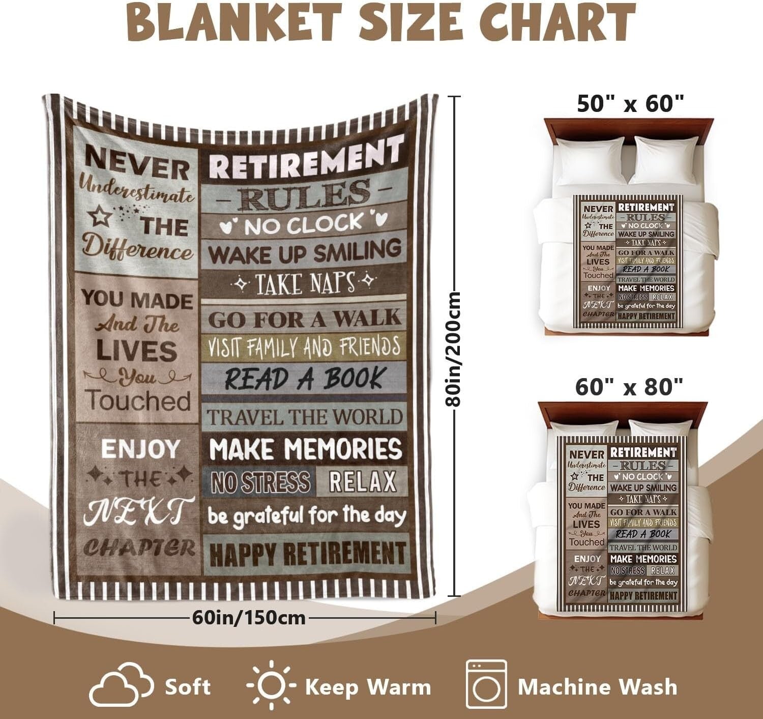 Cozy Flannel Retirement Blanket - Perfect 60"x80" Gift for Teachers & Friends