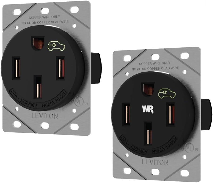 Flush Mount 50 Amp Heavy Duty EV Charging Receptacle, Compatible with All Models