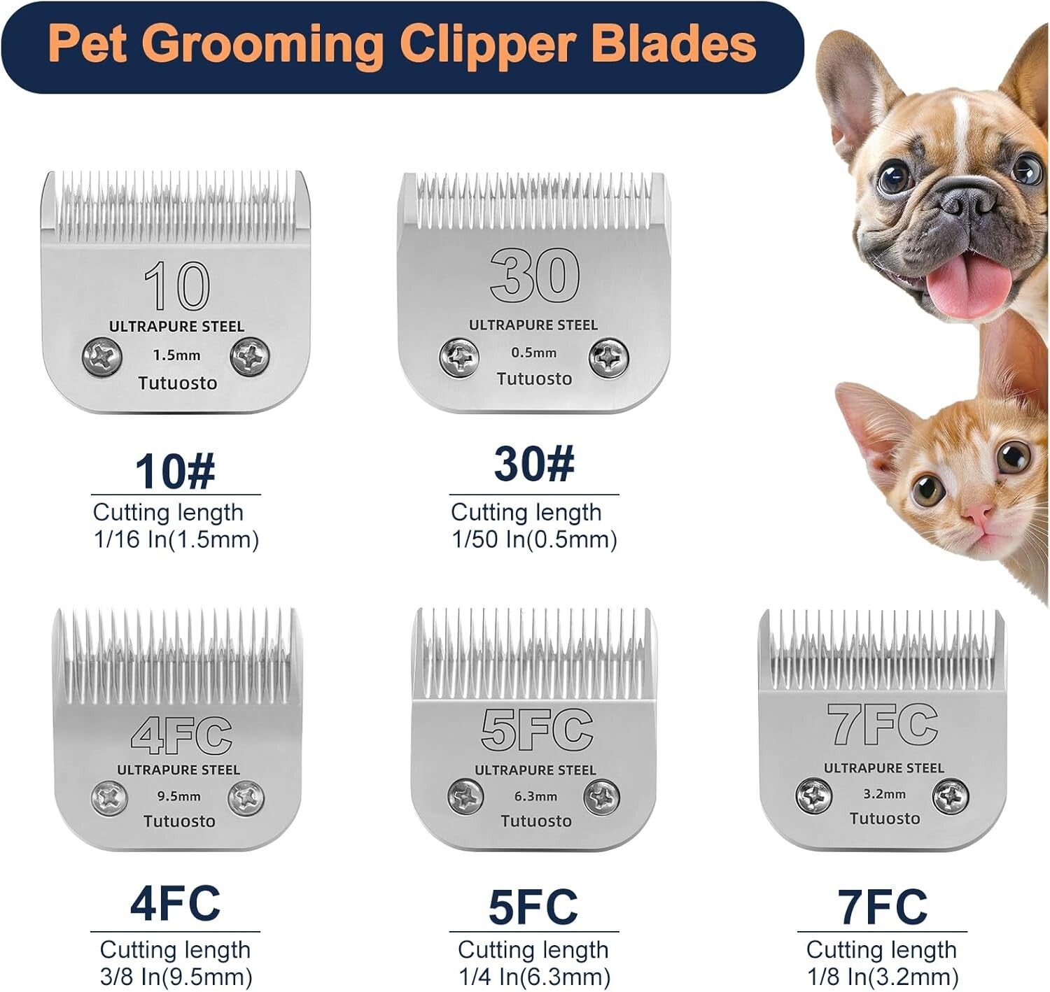 Efficient Detachable Clipper Blades for Dog Grooming - Rust-Resistant & Sharp