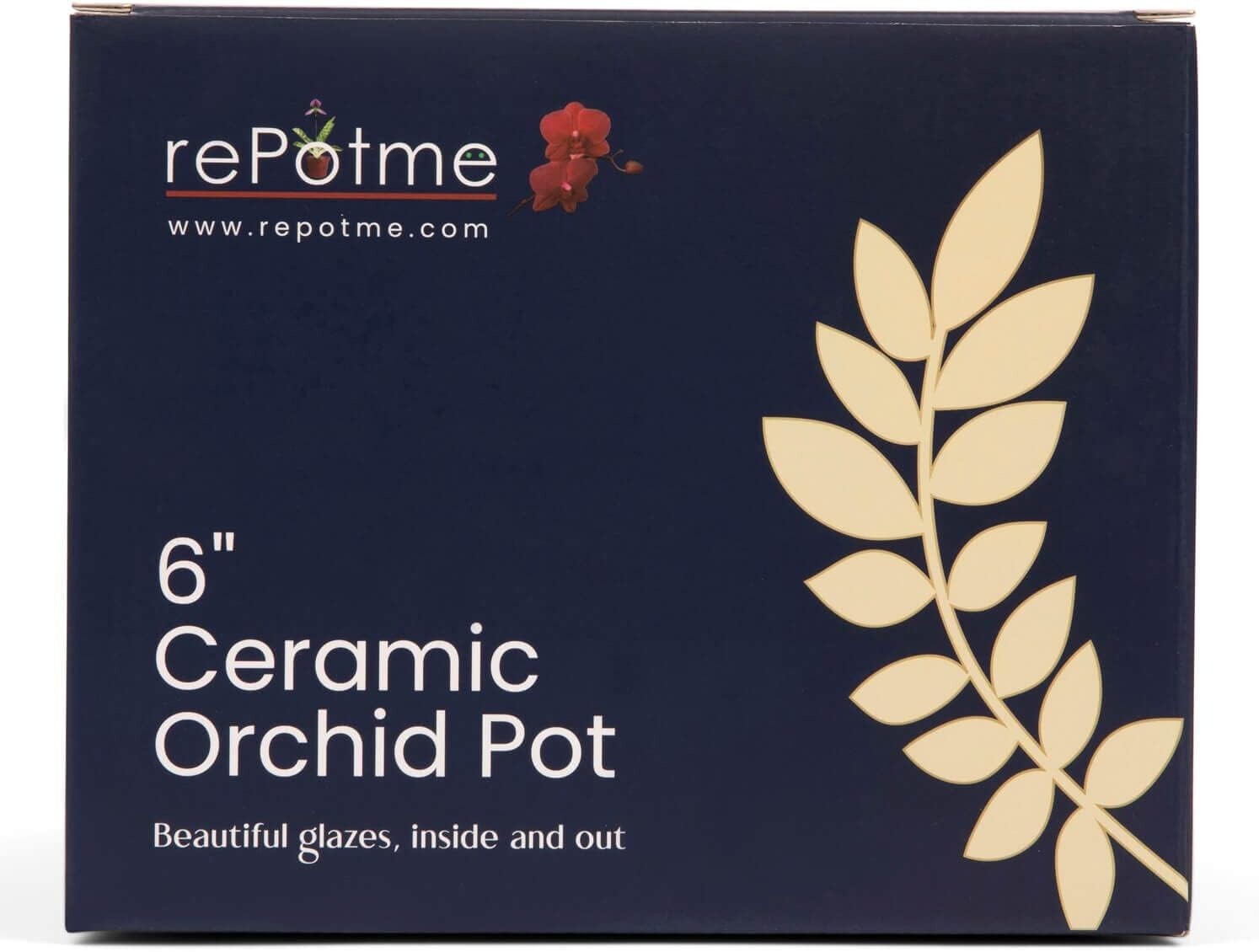 Modern 6-Inch Round Orchid Pot with Floral Pattern & Surface Protectors