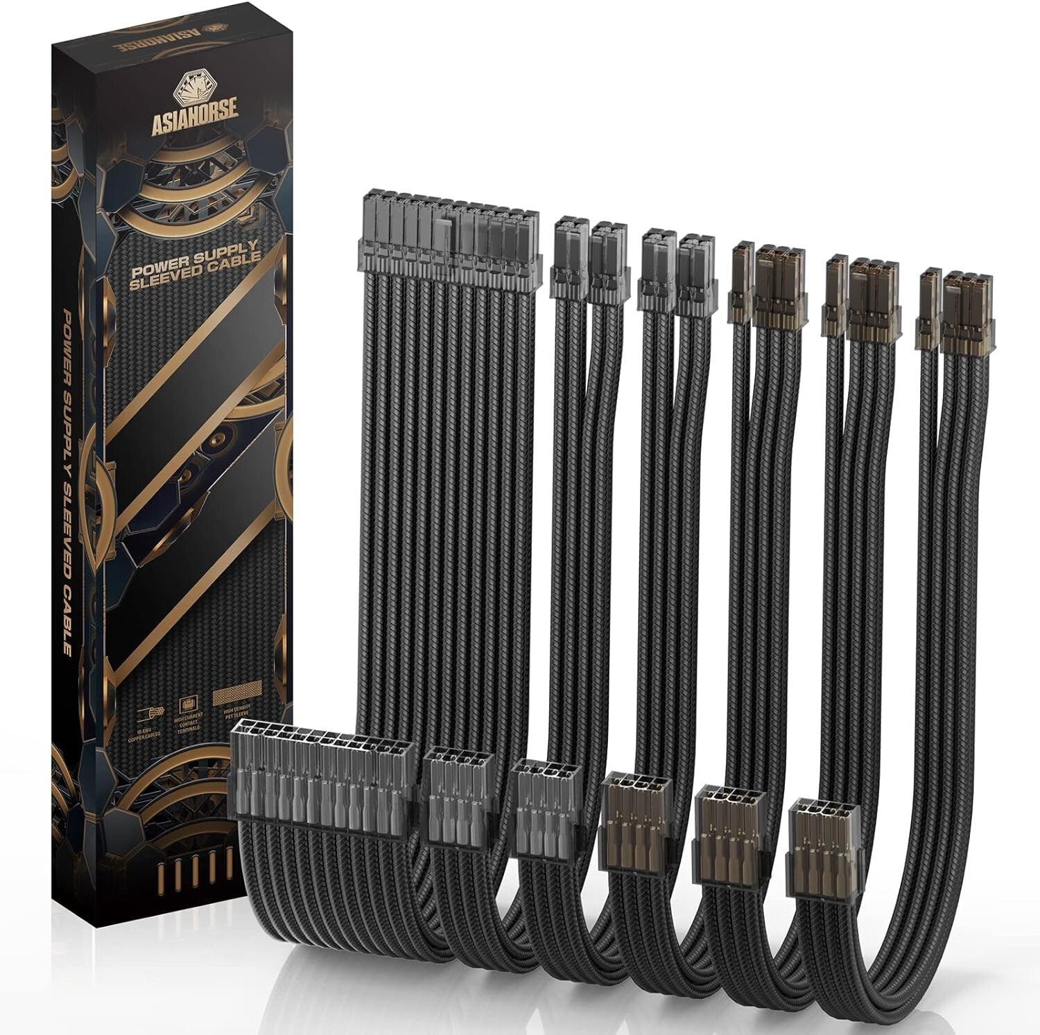 Gold-Plated PSU Extension Kit - Durable 16AWG Cables for High-Performance GPUs