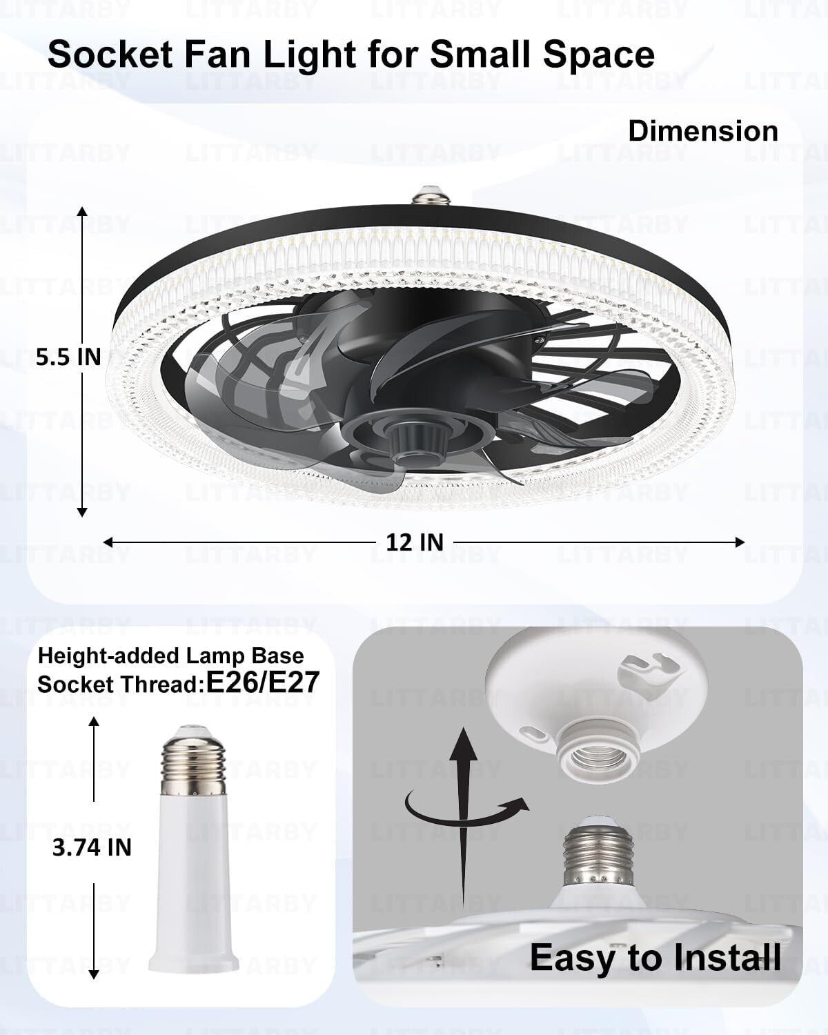 Dimmable LED Ceiling Fan with Memory Function - Perfect for Bedrooms & Kitchens