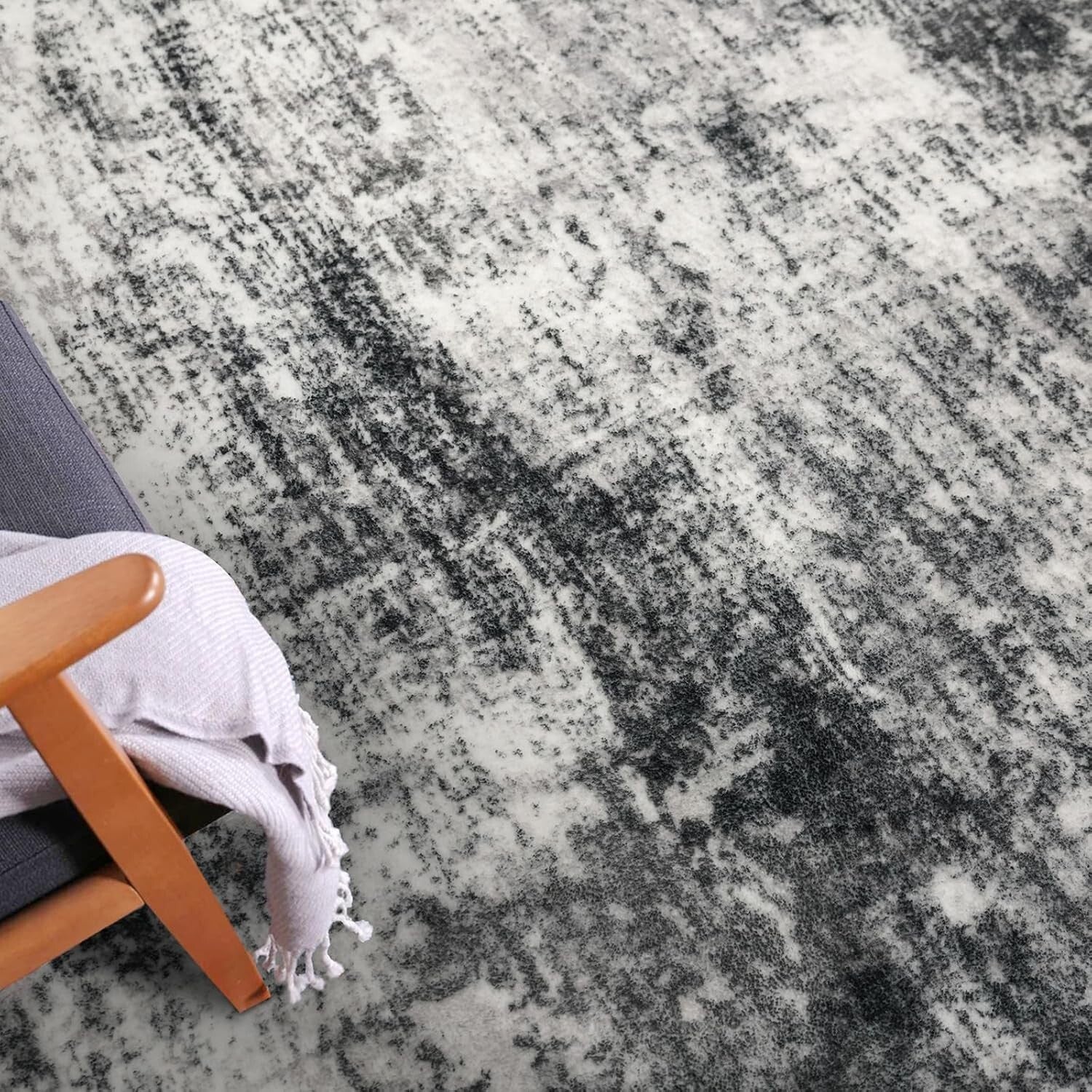 Elegant Black & Grey 3x10 Ft Indoor Runner Rug - Soft, Durable, Abstract Design