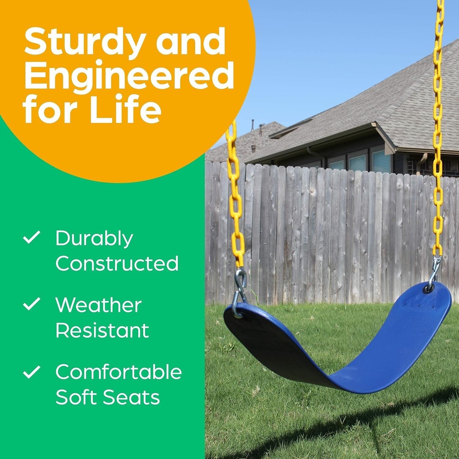 Easy Install 2-Pack Swing Seat Replacement with Heavy-Duty Chains for Adventures