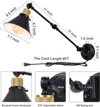 Load image into Gallery viewer, Set of 2 Dimmable Vintage Wall Sconces - Industrial Plug-In &amp; Hardwired Fixture
