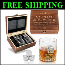 Load image into Gallery viewer, Whisky Glass Set with Stainless Steel Stones and Coasters - Ideal Romantic Gift