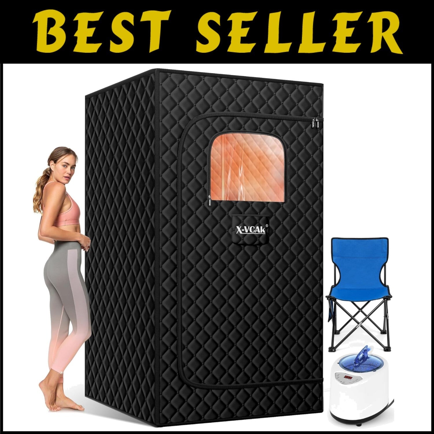 Portable Steam Sauna with Steamer for Ultimate Relaxation - 2.6' x 2.6' x 5.9'