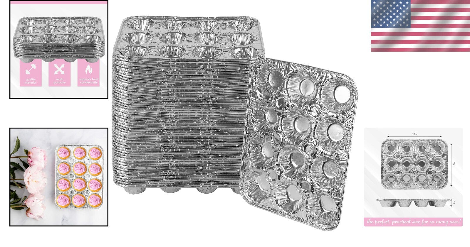 High-Quality Aluminum Mini Cupcake Pans - 12 Cavity, Eco-Friendly & Disposable