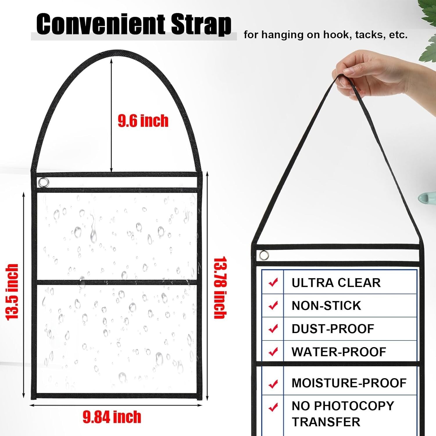 Clear 9x12 Work Order Plastic Sleeves with Grommet - 30 Pack for Easy Display