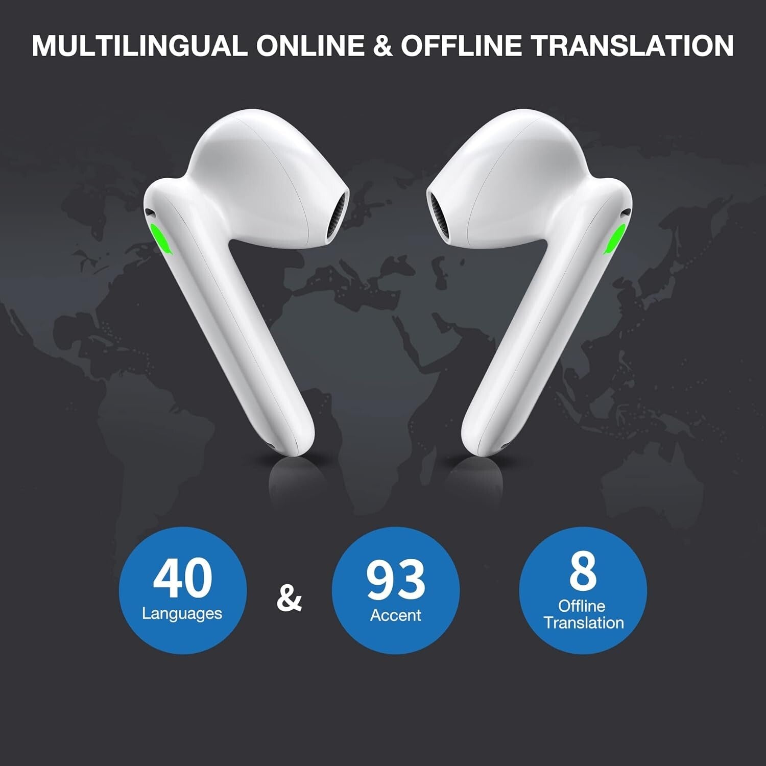 AI-Powered Translator Earbuds - 40 Languages, Offline & Real-Time Functionality