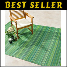 Load image into Gallery viewer, Eco-Friendly Cancun Green Outdoor Rug - Striped &amp; Stain Resistant - 4x6 ft
