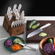 Load image into Gallery viewer, Comprehensive 17-Piece White Knife Set - Ergonomic Handles &amp; Full Tang Design