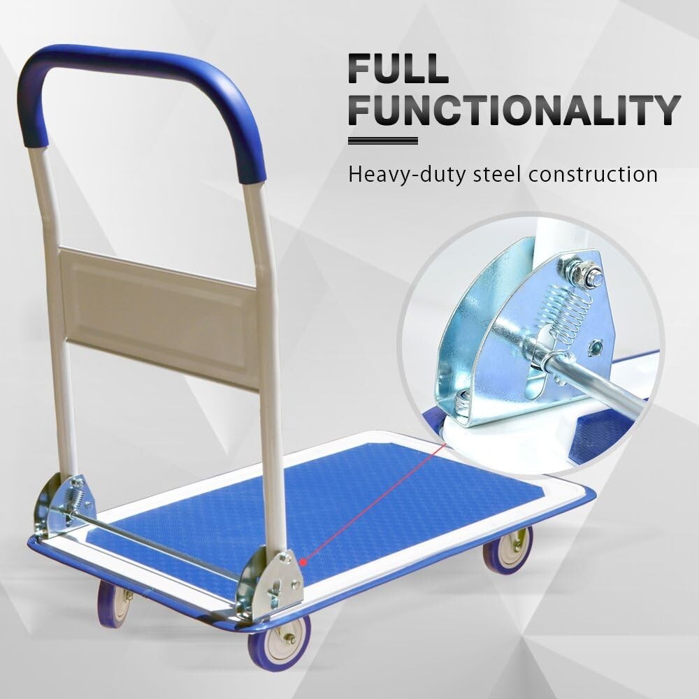 Easy-Store Heavy-Duty Dolly with 360° Wheels - Ideal for Moving & Transport