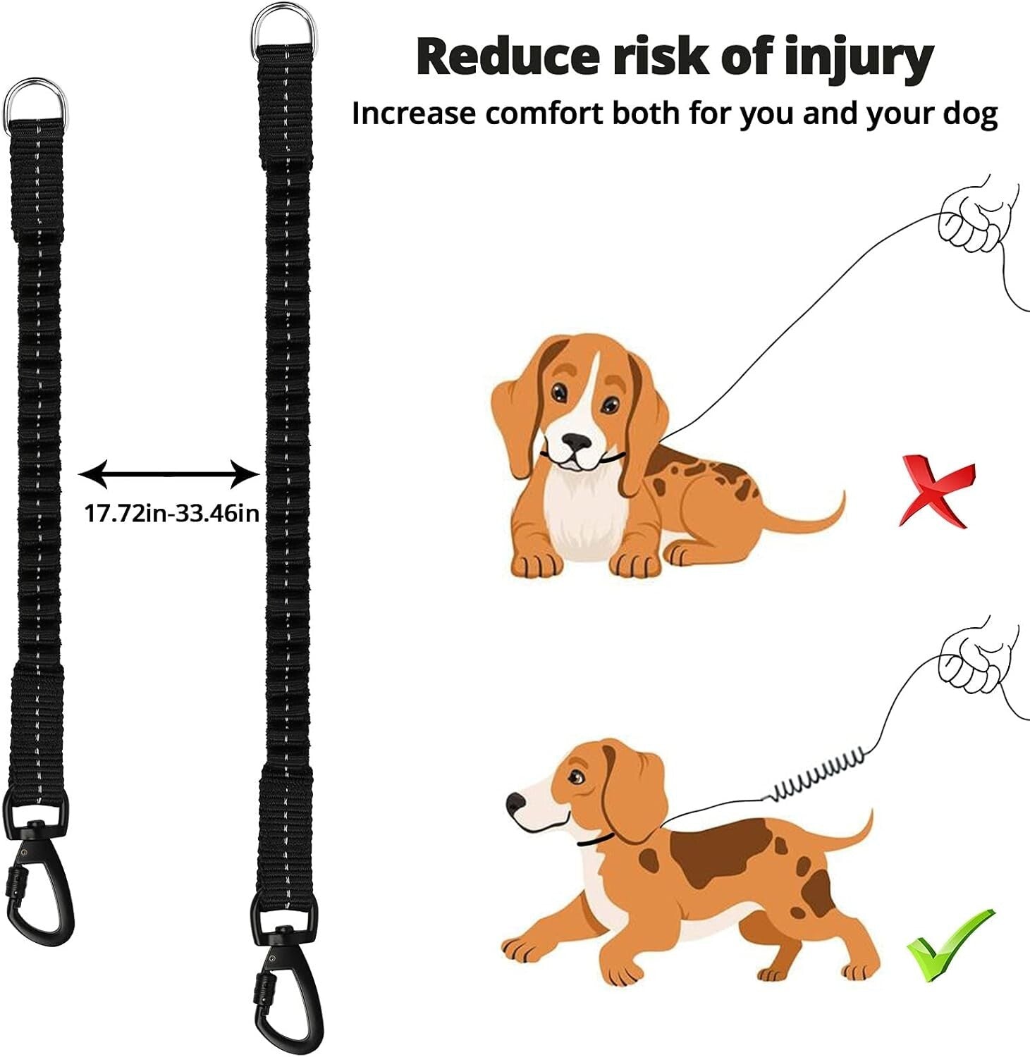 Reflective Long Dog Leash 100 FT - Bungee Safety & Comfort Padded Handle