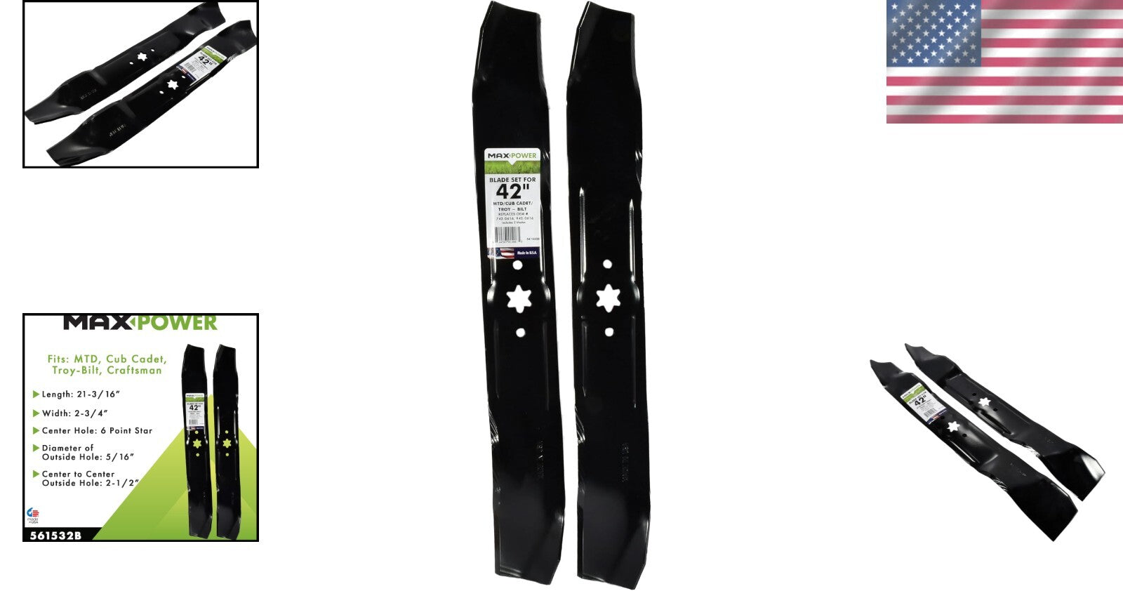 2-Blade Mulching Set for 42-Inch MTD/Cub Cadet/Troy-Bilt Mowers, OEM Compatible