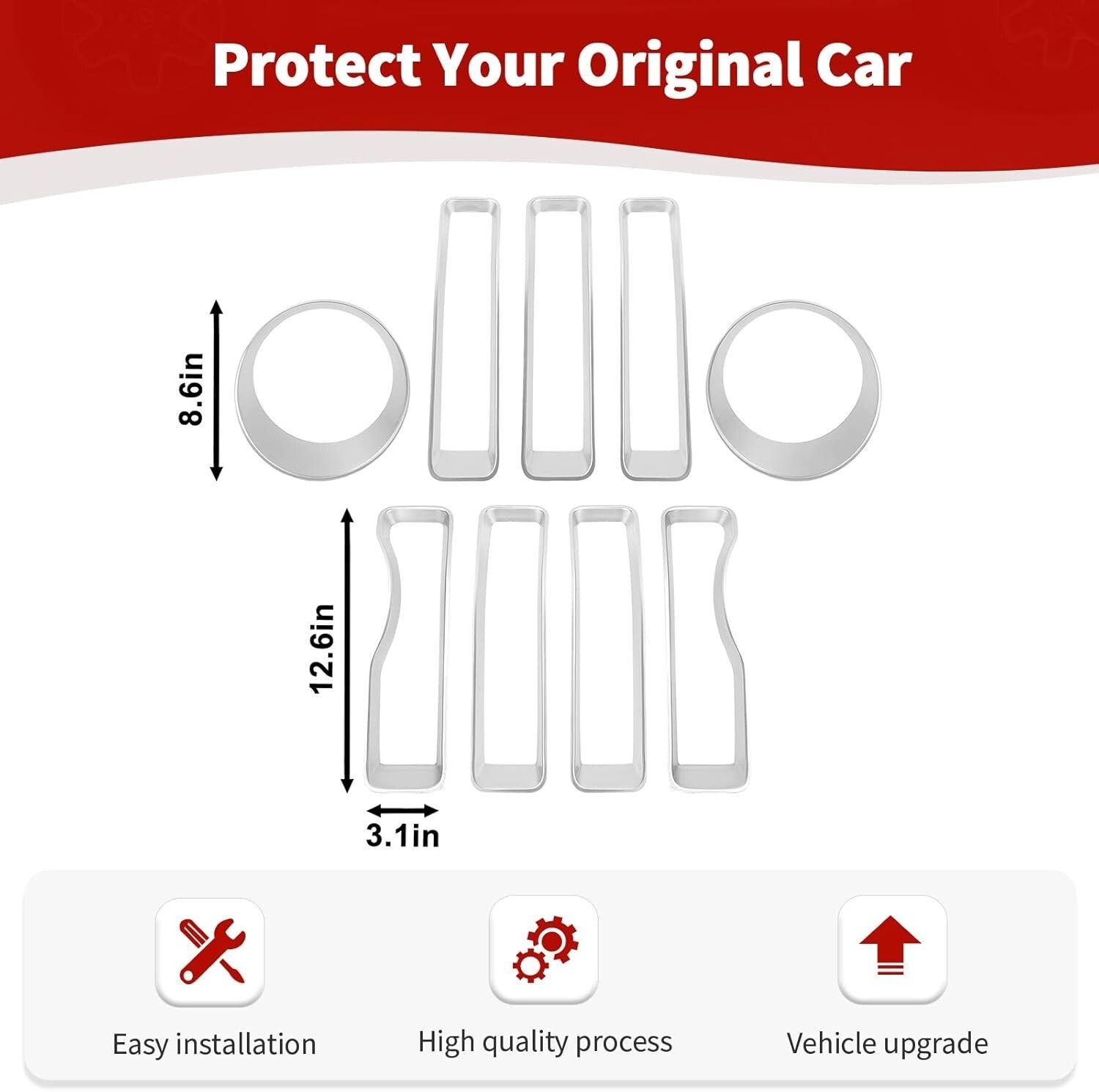 Stylish Chrome Grille Insert & Headlight Cover for Jeep Wrangler JL 2018-2022