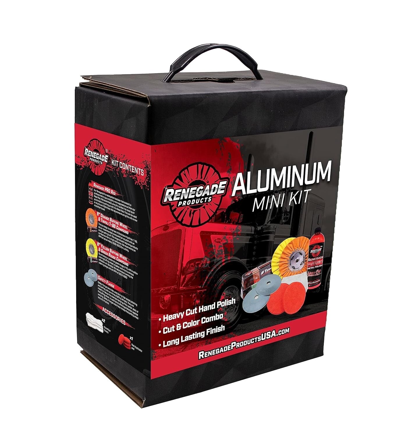 Effortless Aluminum Polishing Kit with Buffing Wheels & Rebel Pro Red Polish