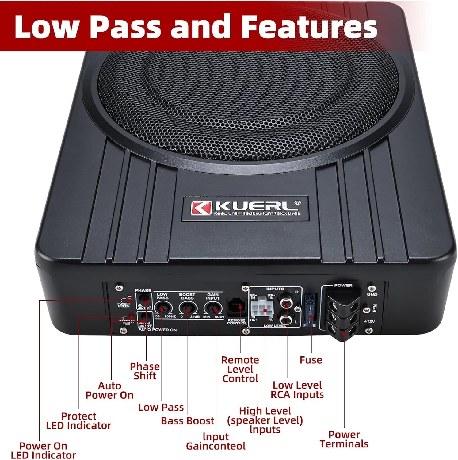 Ultra-Thin 800W Under-Seat Subwoofer with Built-In Amplifier—Sleek Audio Upgrade