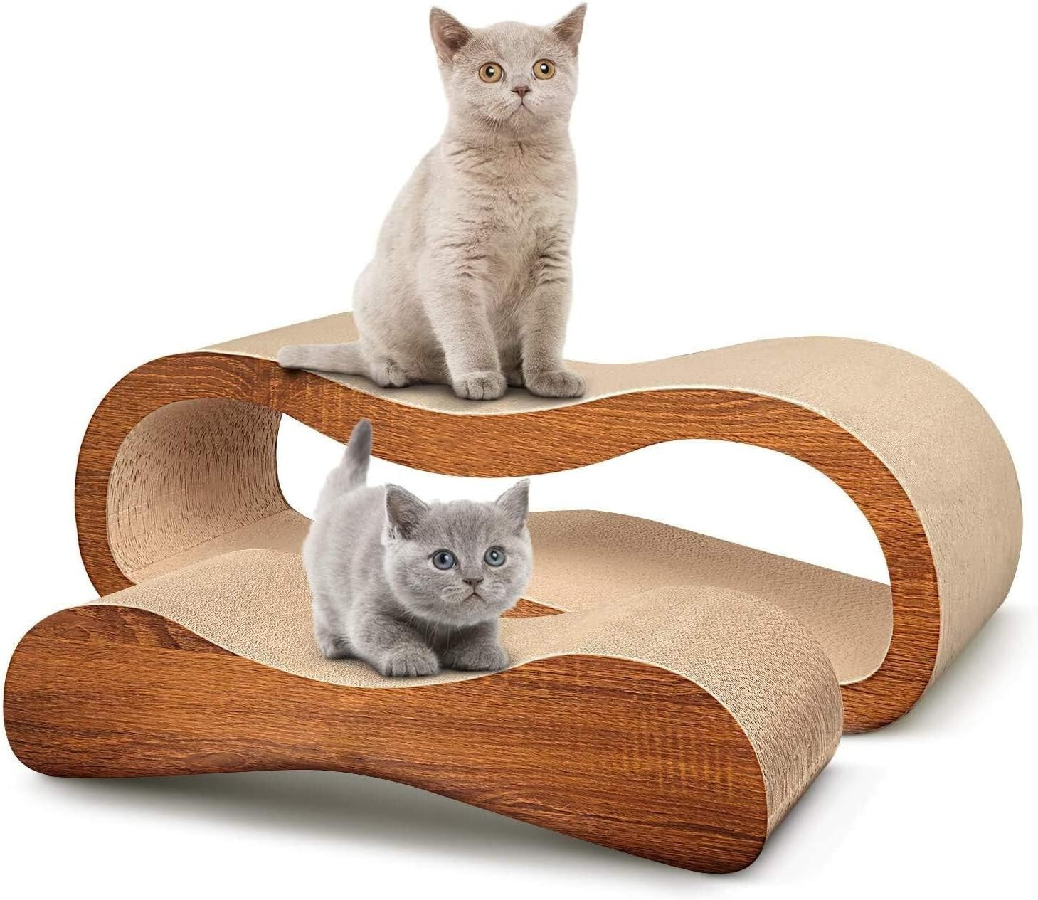 2 in 1 Cat Scratcher Lounge Bed - Durable & Eco-Friendly Cardboard Comfort