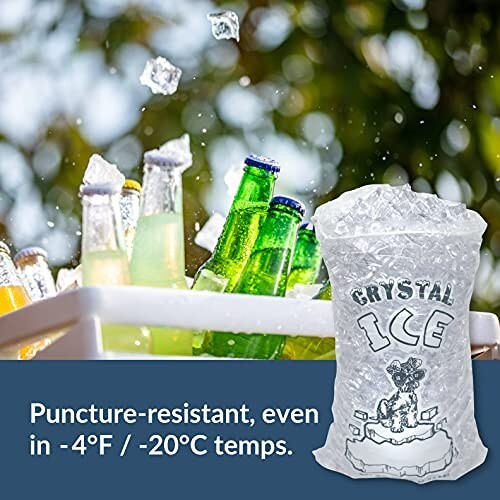 Eco-Friendly Disposable Plastic Ice Storage Bags 10 lbs with Cotton Drawstring