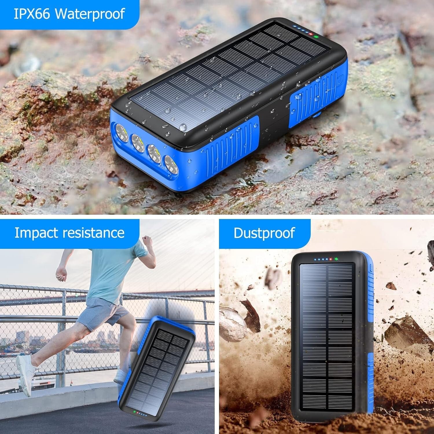 Portable 63200mAh Solar Power Bank with Fast Charging & Emergency Flashlight