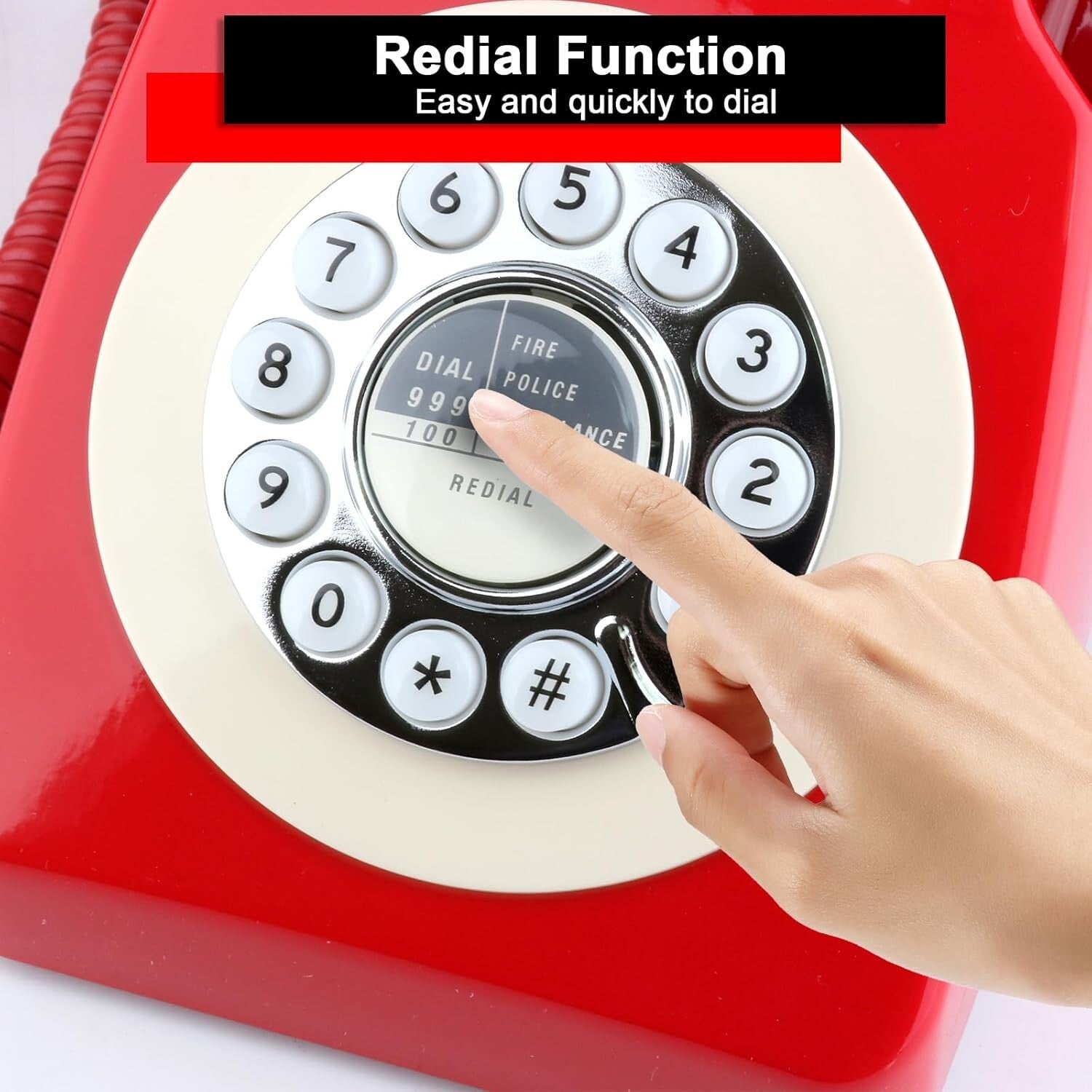 Classic Retro Corded Phone with Push-Button Dial - Perfect for Home or Office