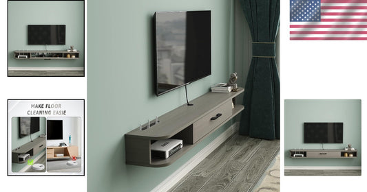 Durable All-in-One Floating TV Shelf with Storage for Apartments - Modern Finish