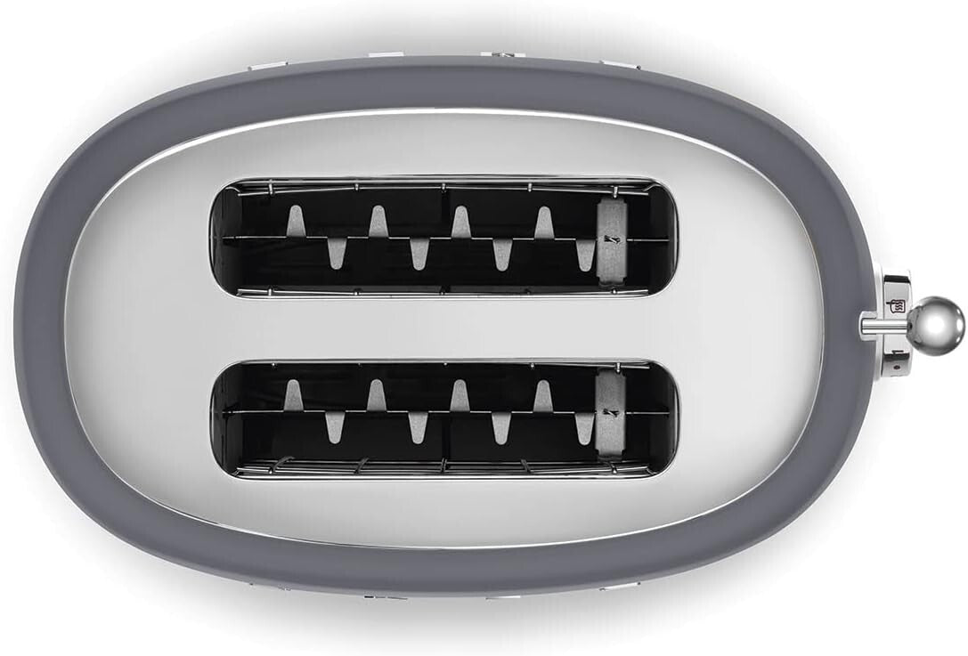 Elegant Gray 50's Style Toaster - 2 Slices with 6 Browning Levels & Functions