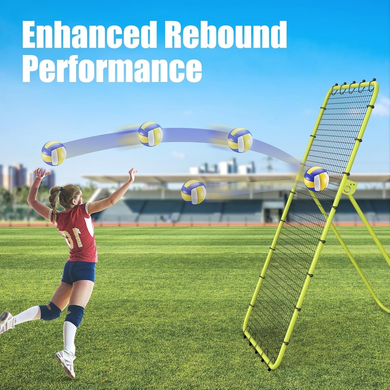 Durable 7x4 FT Sports Rebounder with Steel Frame for Soccer, Volleyball & More