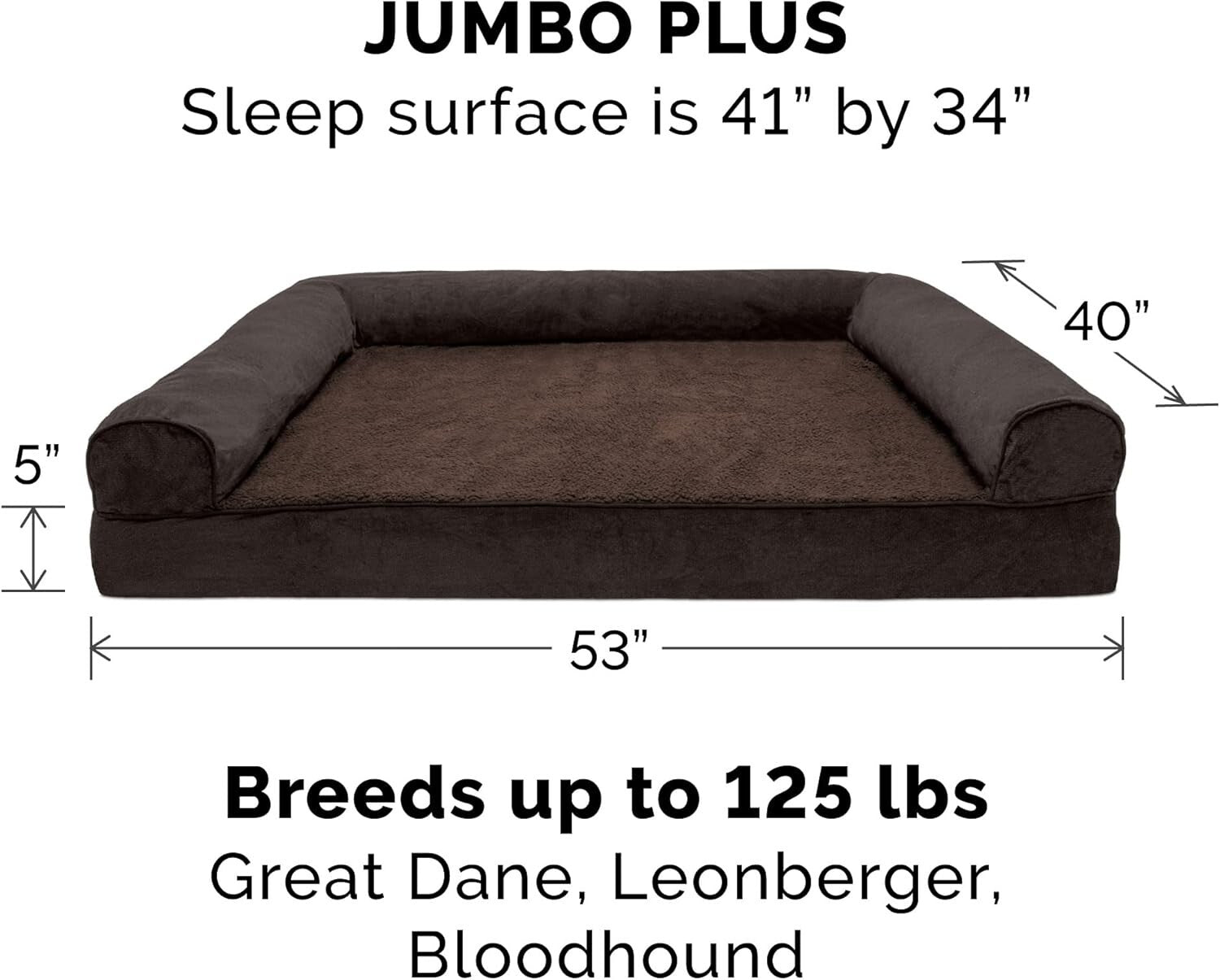 Comfortable Orthopedic Dog Bed, Coffee - Jumbo Plus Size for Dogs up to 125 lbs