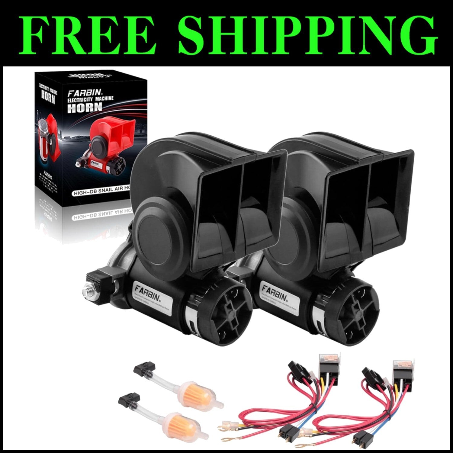 Premium Compact Electric Horn - 150DB Loud Train Sound for Trucks & SUV - 2PCS