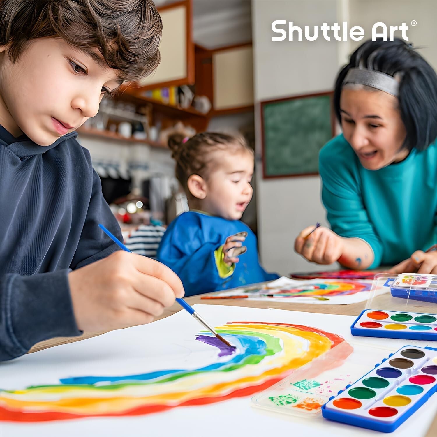 Economical 60 Pack Watercolor Paint Set with Brushes - Matte Finish & Reusable