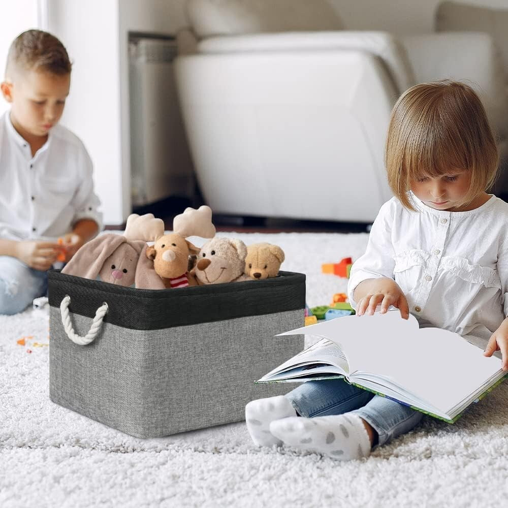 Elegant 2-Pack Organizing Bins – 17x15x12 Inch Fabric Baskets with Rope Handles