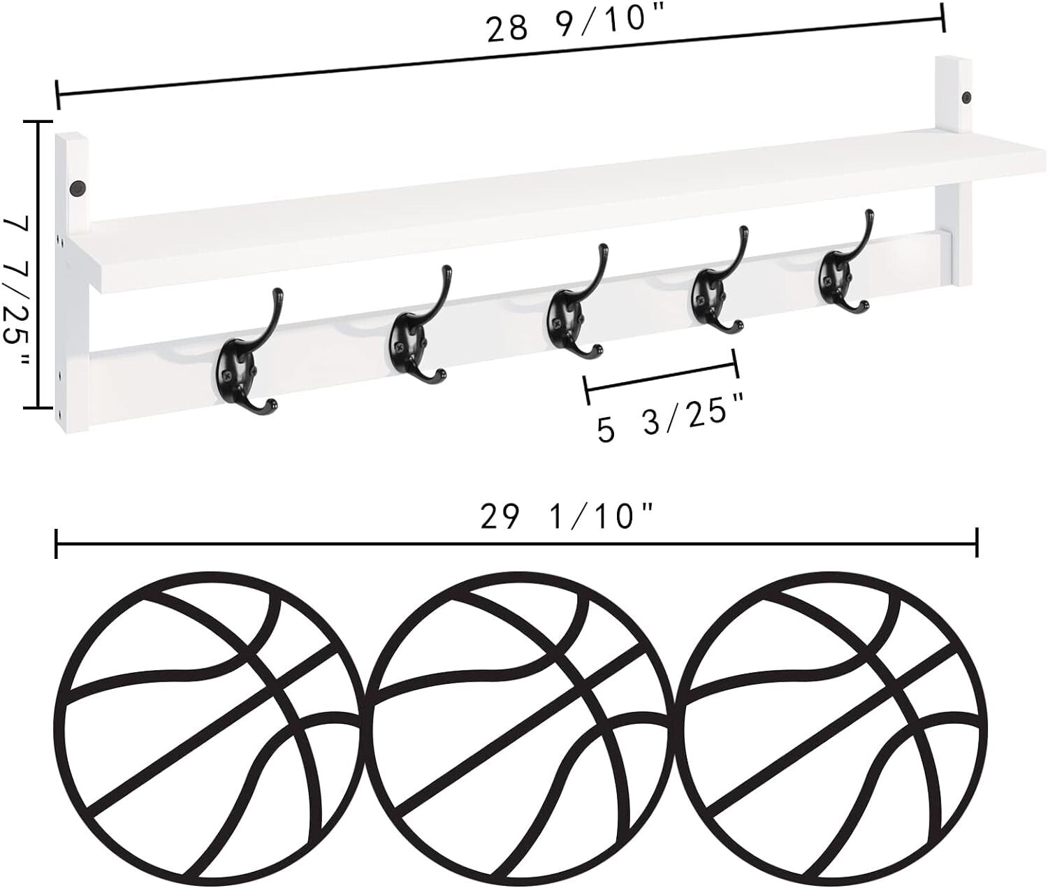 Versatile Wall-Mounted Coat Rack with Shelf - Ideal for Entryways & Bathrooms