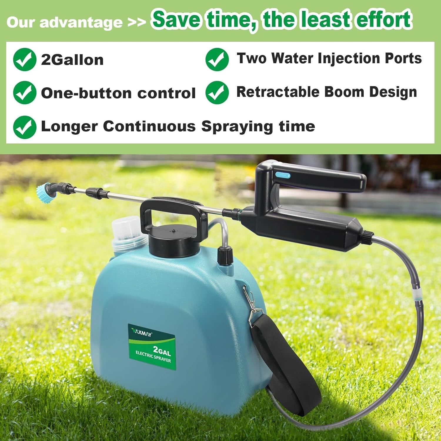 Durable Electric Lawn Sprayer - 2 Gallon Capacity with Versatile Nozzle Options